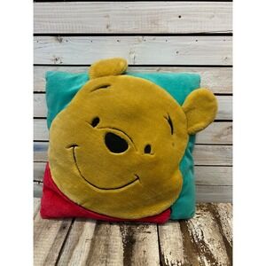 Vintage Disney Winnie the Pooh Teal Red Plush Decorative Pillow